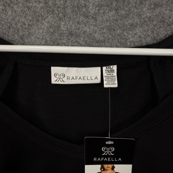 Rafaella Womens Black V-Neck Tiered Ruffle Sleeve Slub Knit Top XXL New - Picture 3 of 9